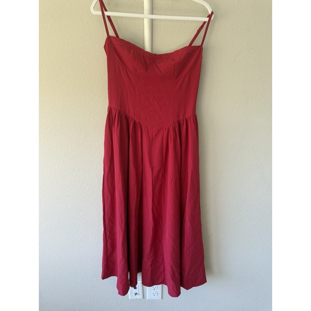 NWT RIHOAS Red Square Neck Midi Dress Strappy Sleeveless Pocket Elegant - Picture 6 of 10